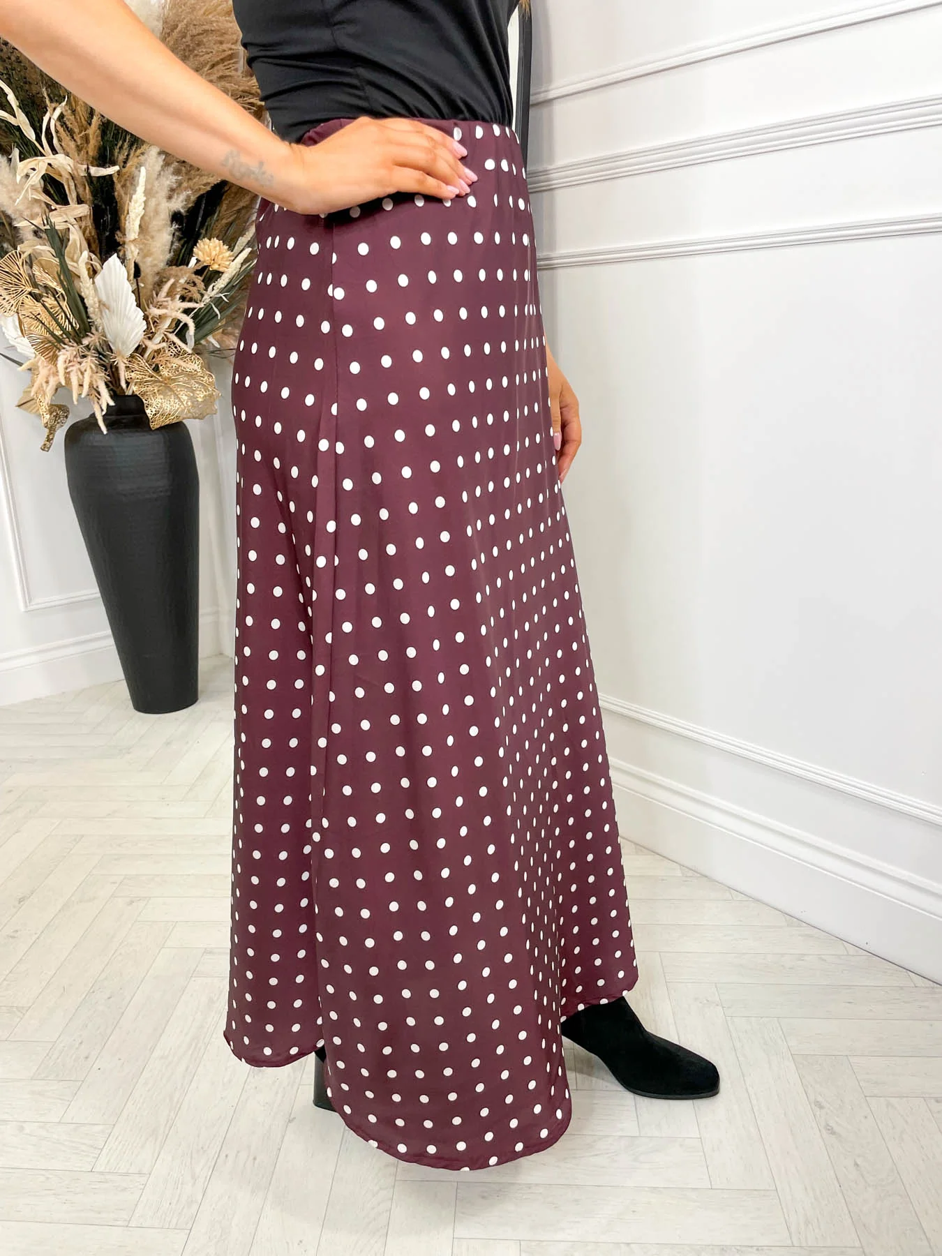 Valentina Polka Dot Skirt - Burgundy - Image 5